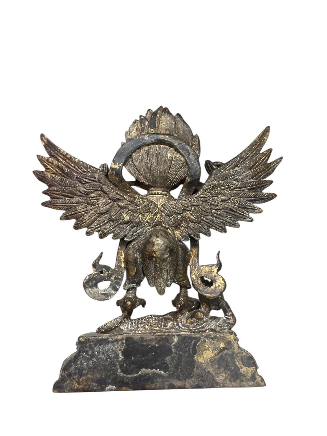 非常に珍しい古代南アジアチベットの青銅製神話上の生き物の彫像