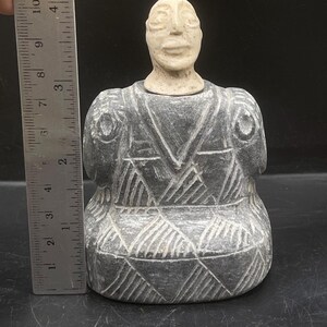 Unique Ancient Bactrain Kingdom Chlorite Margiana Seated Stone Idol Statue