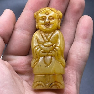Wonderful Old Antique Engraved Mongolian jade Stone Engraved Idol Figure Statue