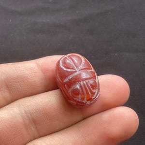 Bellissimo antico corniola agata egiziana bambino scarabeo amuleto intaglio sigillo timbro perlina