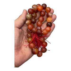 Antique Carnelian Agate Mala Beads Necklace: Himalayas Prayer Strand