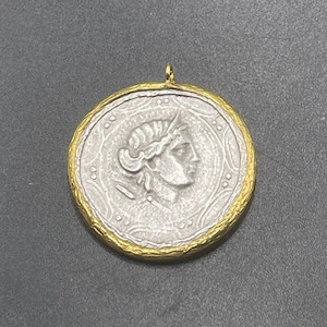 Einzigartige Antike Antike römische, griechische Bronze Massiv Münze vergoldete Messing Münze Anhänger tragbar
