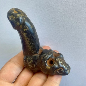 Altes orientalisches Stein-Schädel-Fragment: Fruchtbarkeitsstatue