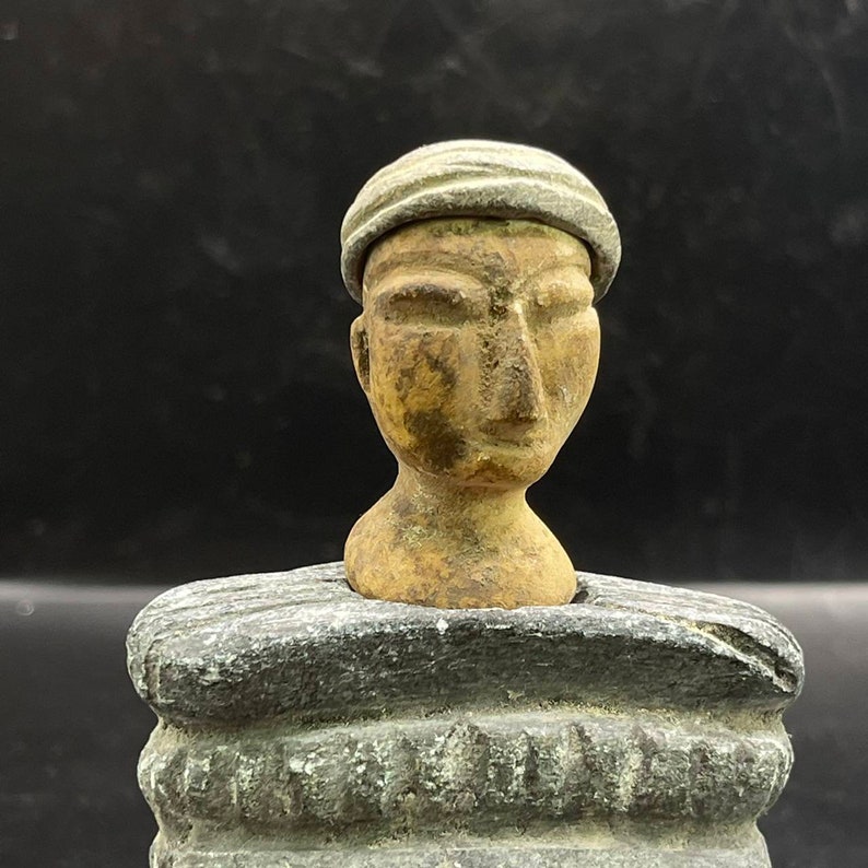 Antique Ancient Bactria-Margiana Bactrian Seated Stone Idol Seated from Central Asia image 3