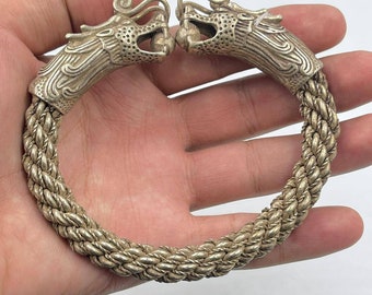 Unique Tibetan Snake Carved Beautiful old brass, bronze Antique Bracelet
