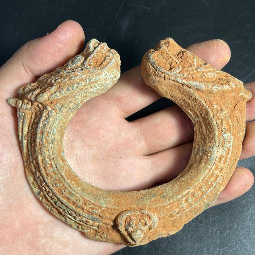 Unique Ancient Viking Style Old Bronze Unique Bracelet With Snake
