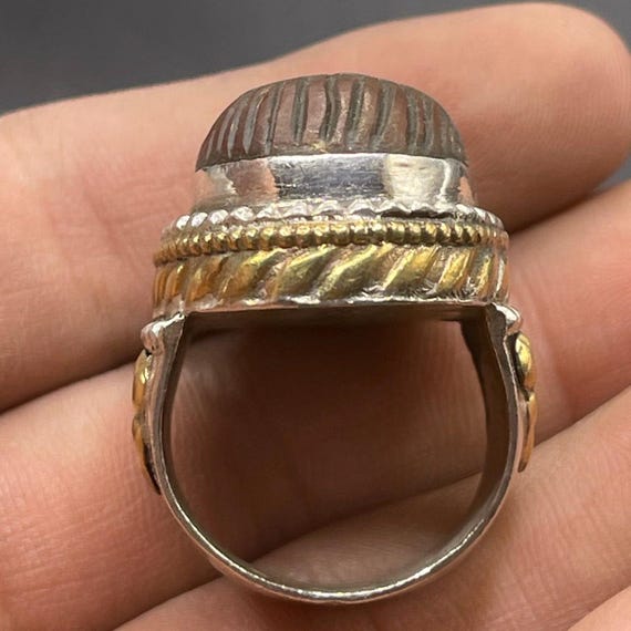 Ancient Roman Solid Silver Ring With Face Carved … - image 4