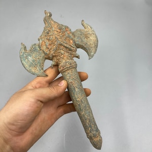 Unique Ancient Greek Bactrian bronze Axe with beast terminal