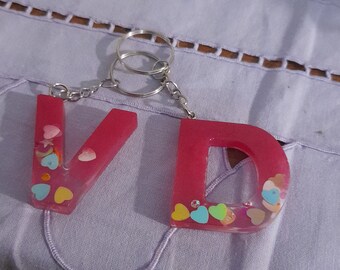 Alphabet keychain with hearts