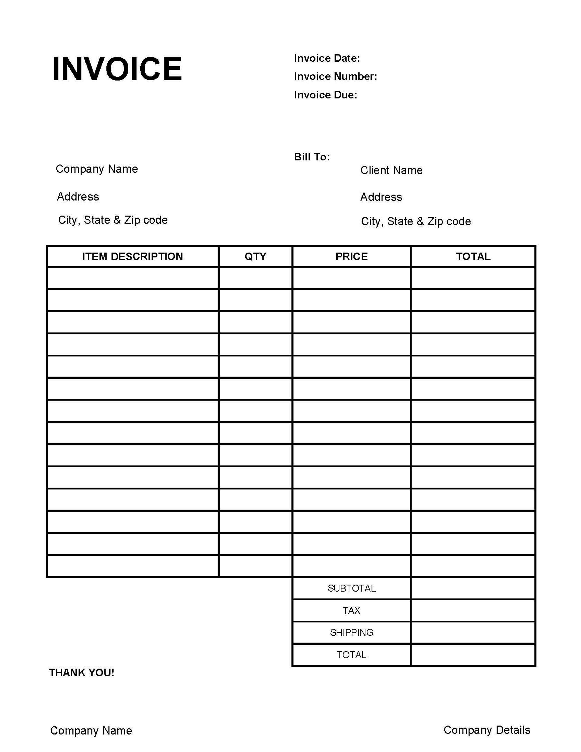 invoice template invoice template pdfno microsoft word no etsy