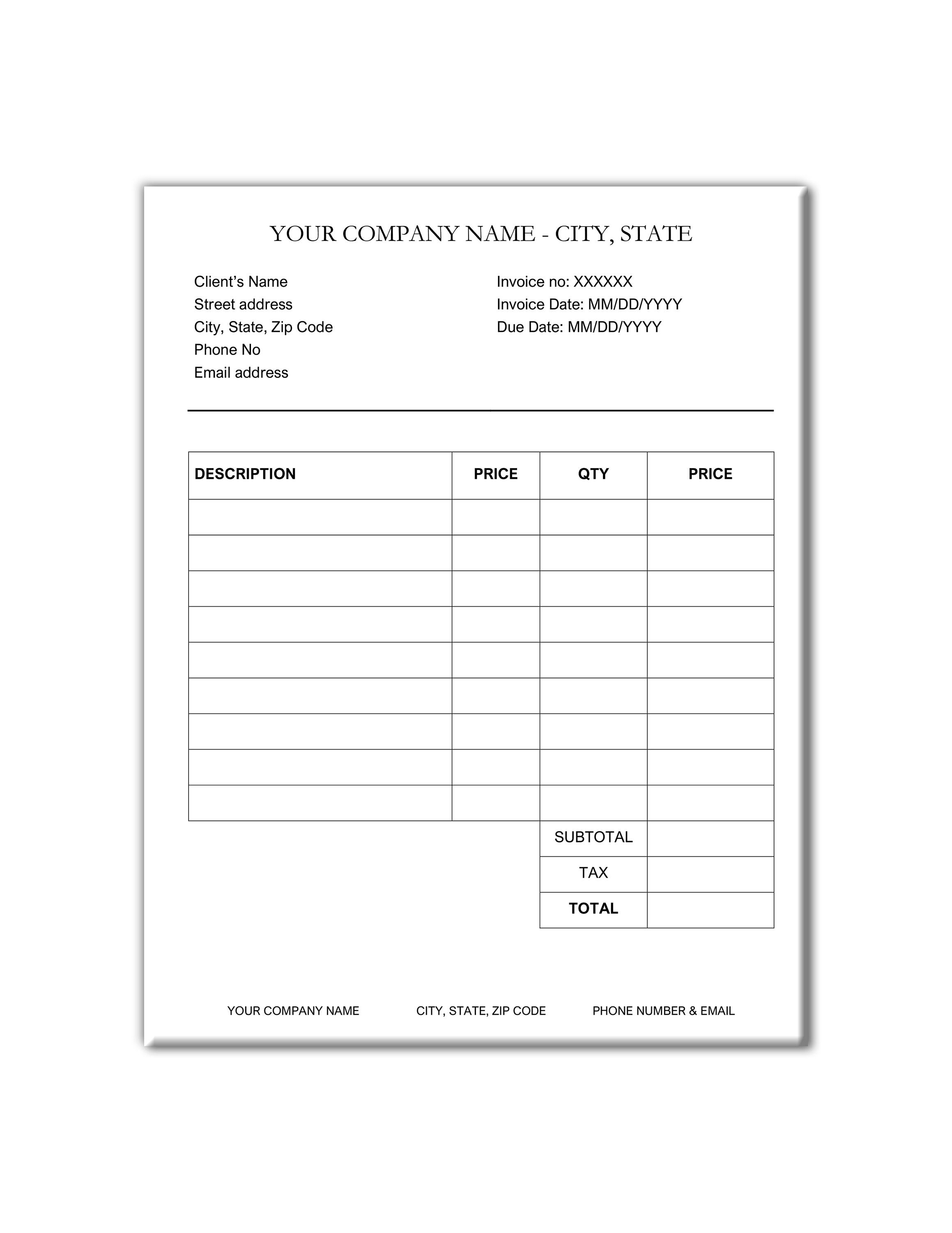 editable invoice template ms word etsy