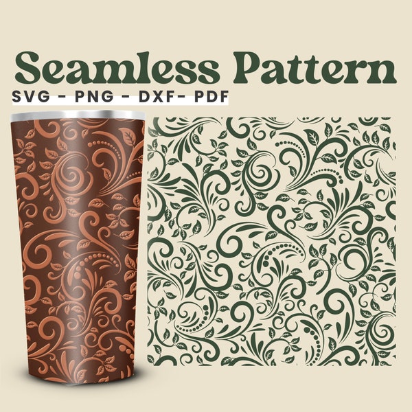 Tooled leather svg, seamless floral pattern svg, seamless tumbler png, tumbler wrap png, western pattern svg, png, tumbler sublimation dxf