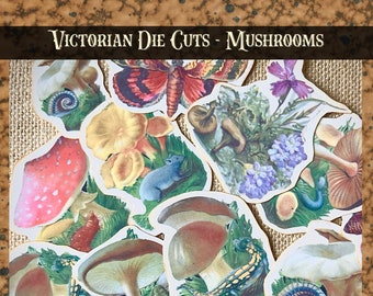 Victorian Die Cuts - MUSHROOMS -*DIGITAL SHEET*  - 1800s Ephemera - Junk Journal / Papercraft / Scrapbooking Supplies