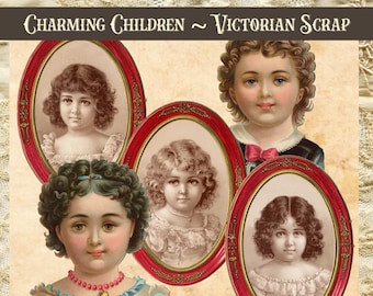 Fustelle di ritagli di bambini vittoriani, effimeri del 1800 (kit digitale)
