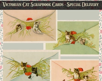 Victorian Cat Trade Cards - Victorian Scrap  - *DIGITAL SHEET* 1800s Ephemera  - Junk Journal / Papercraft / Vintage Scrapbook Supplies