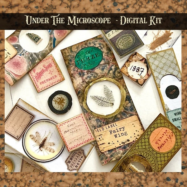 Under The Microscope Junk Journal  *DIGITAL KIT* /  Victorian Inspired Microscope Slide/ Mixed Media /Assemblage