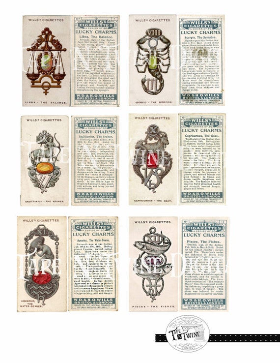 wills cigarette cards lucky charms Lucky Charms - Zodiac - Antique Cigarette Cards - Junk Journal Digital  Download *astrology *horoscope
