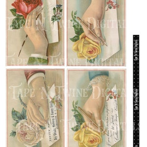 Victorian Trade Card Set The Write Stuff DIGITAL KIT / Ephemera Vintage Junk Journal / Papercraft / Pen Pal / Happy Mail image 2