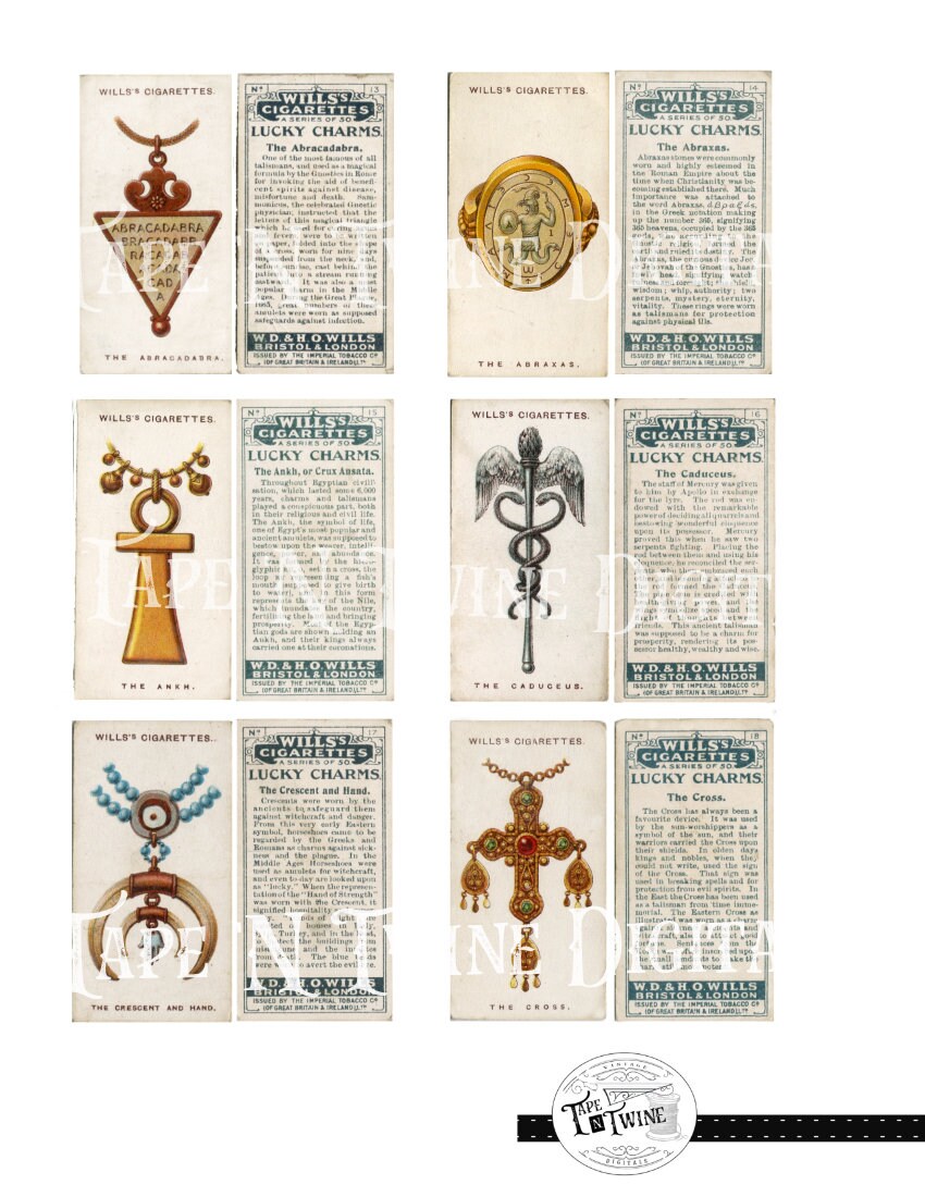 Lucky Charms - Talismans - Antique Cigarette Cards - Junk Journal Digital  Download *cabinet of Curiosities