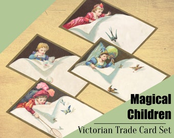 Magical Children Trade Card Set  -*DIGITAL SHEET*  - 1800s Advertising Ephemera - Junk Journal / Papercraft / Scrapbooking Supplies