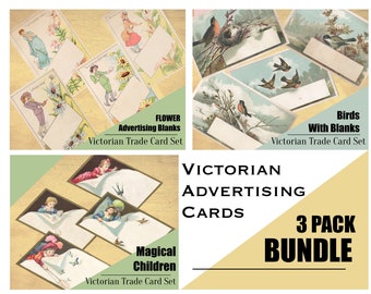 3 Kit BUNDLE  - Victorian Trade Cards *DIGITAL SHEETS*   Advertising Blanks 1800s Ephemera - Junk Journal Supplies - Victorian Scrapbook
