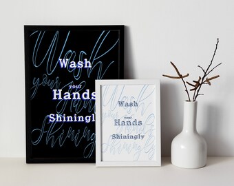 Wash your hands poster (Black&White set)