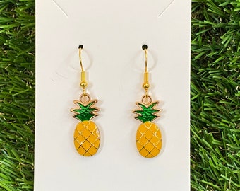 Pineapple Earrings, Tropical Earrings, Summer Earrings, Back to School Earrings, Fun Earrings, Cute Earrings, Dangling Earrings, Fruit