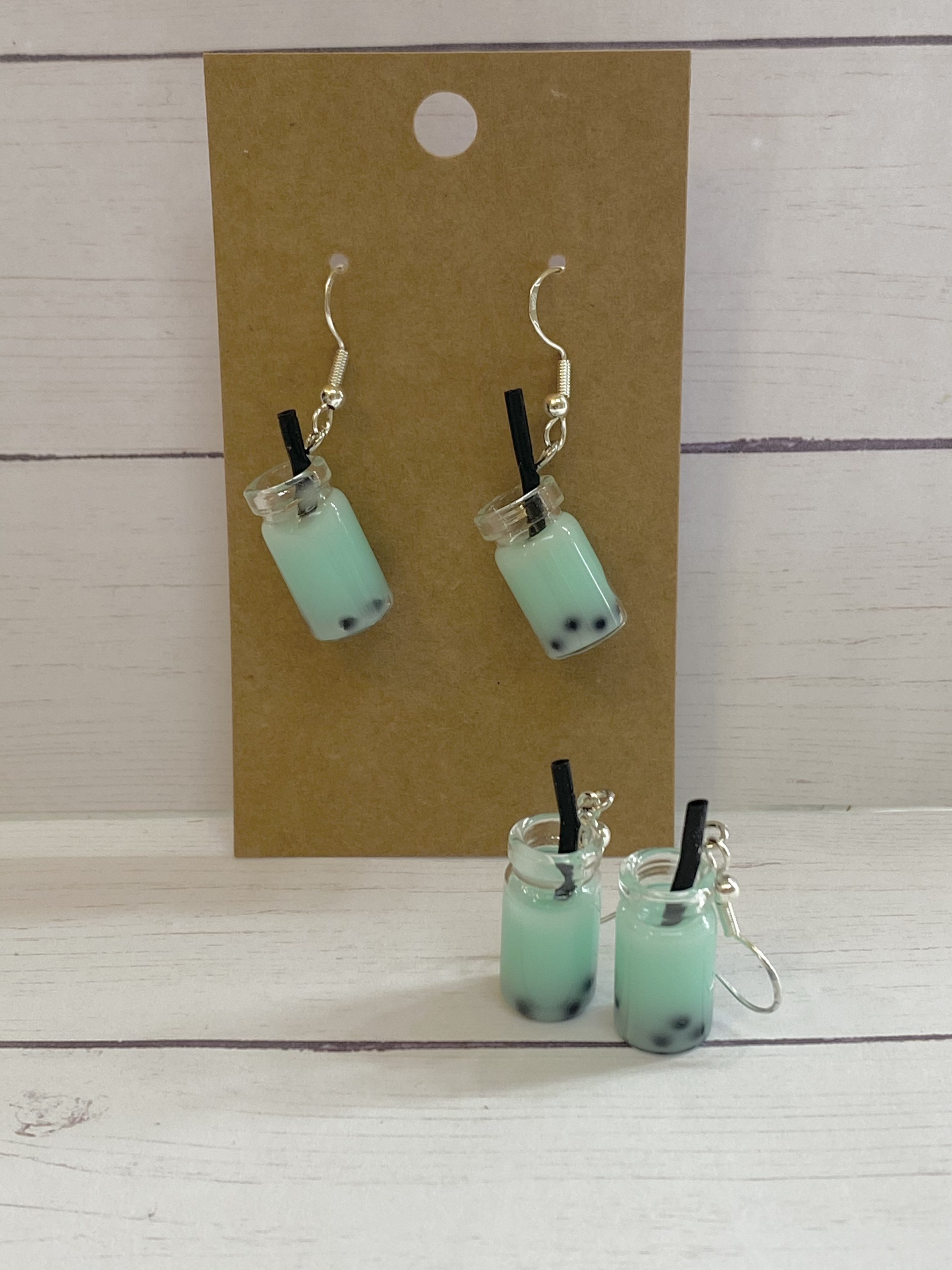 Mint Boba Tea Earrings Dangle Earrings Boba Tea Earrings Etsy
