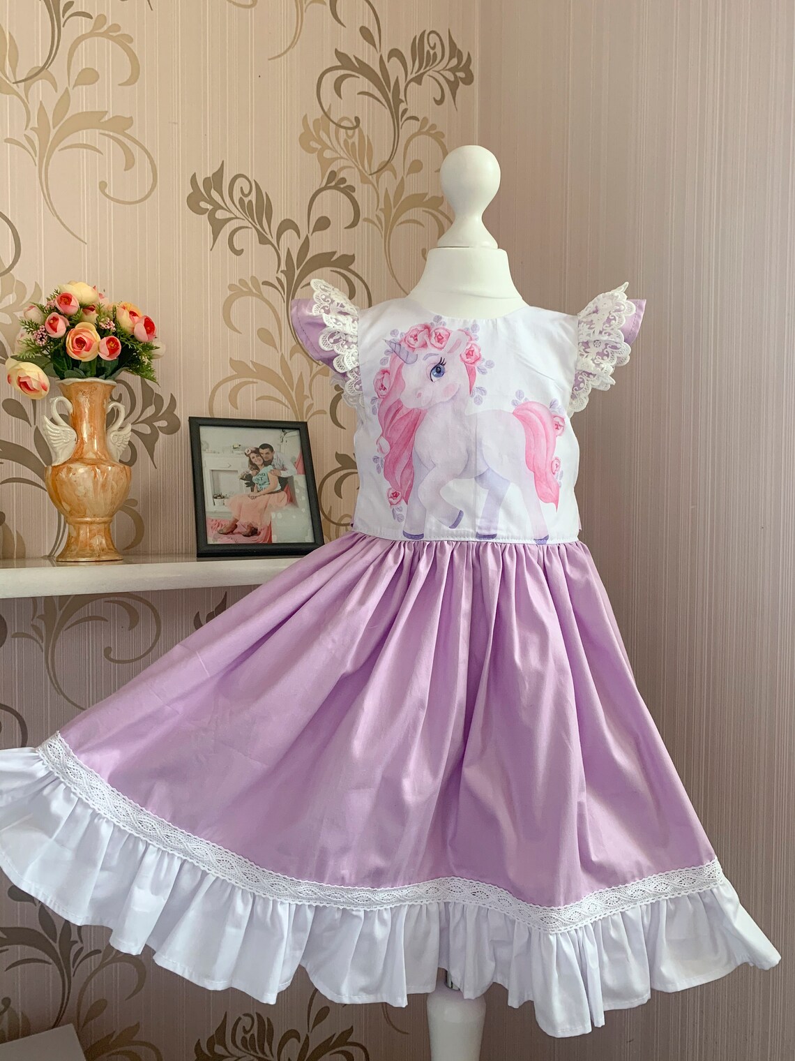 Printed Purple Unicorn Dress Etsy