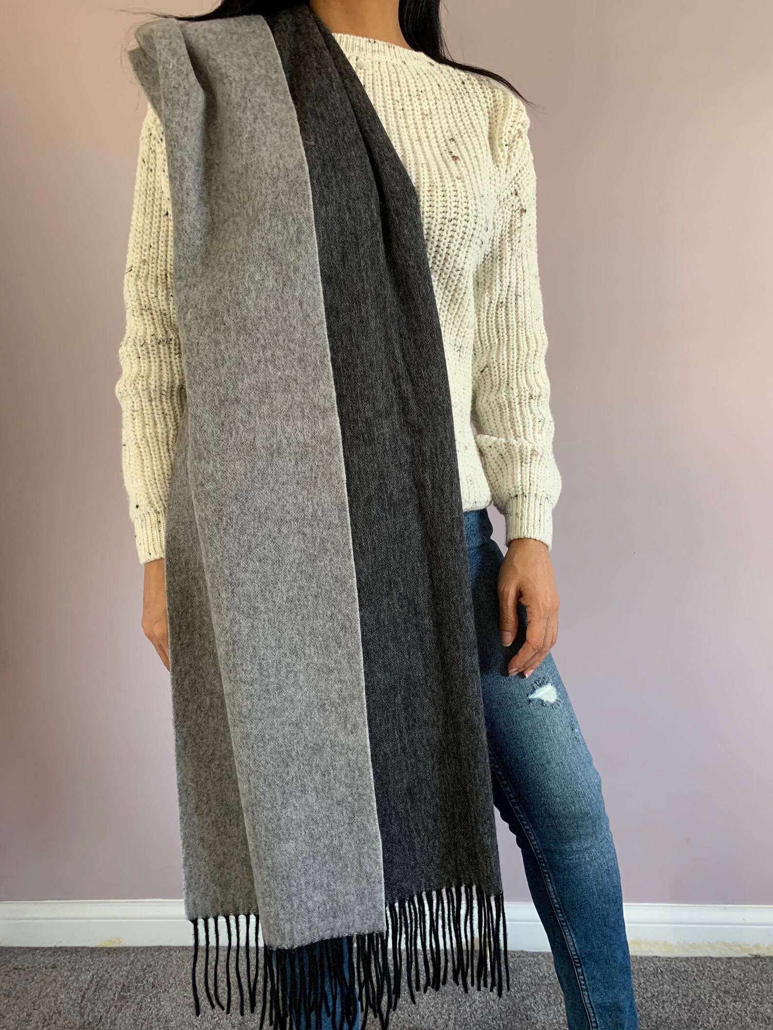 black wool pashmina wrap