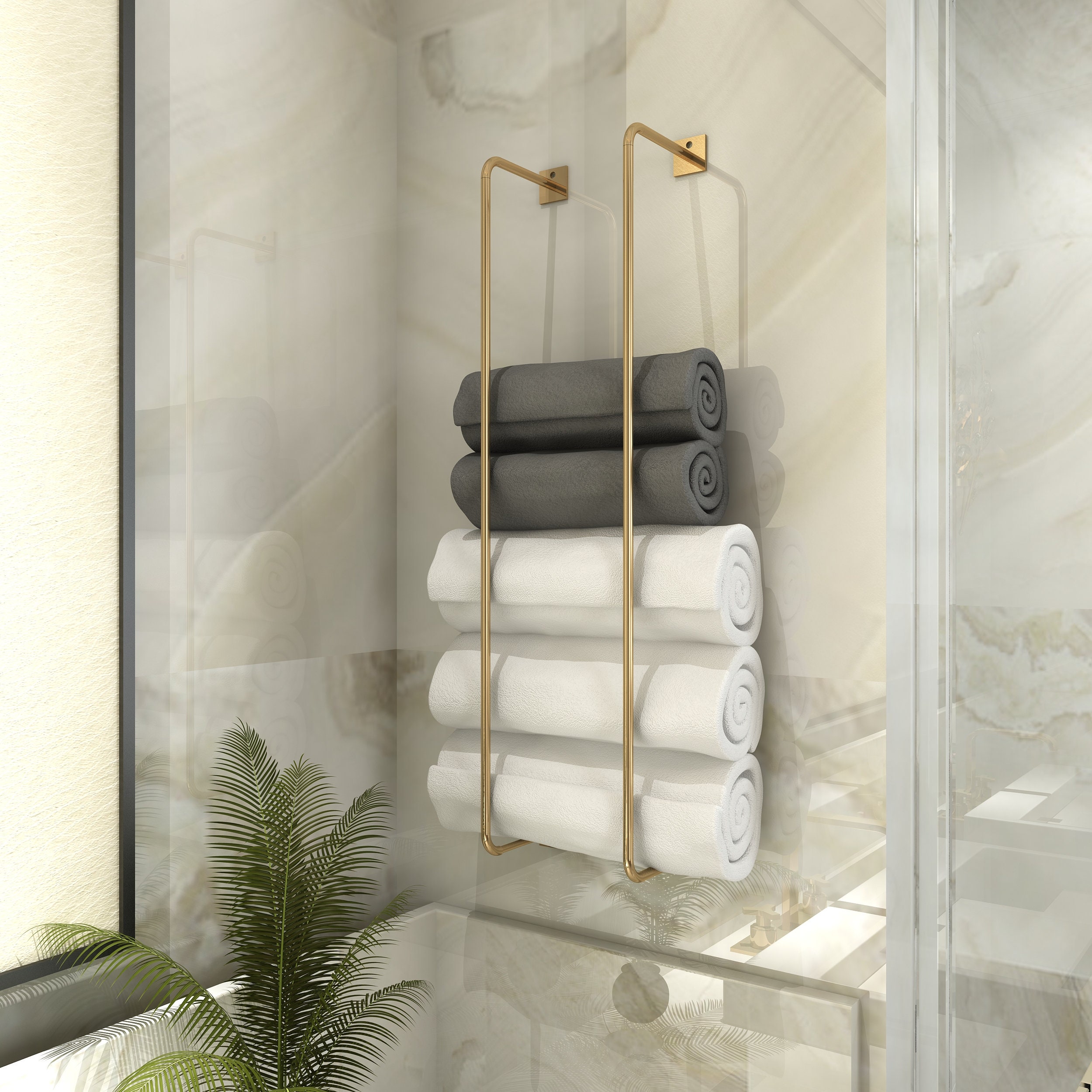 2-Tier Bathroom Shelf, Storage for Towel and Blanket-Towel Rack