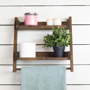 Bathroom Shelf with Industrial Farmhouse Towel Bar – KBNDecor