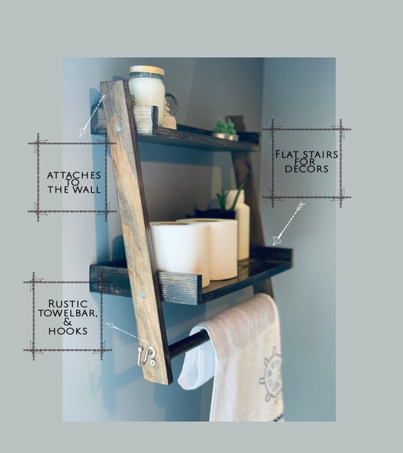 Floating Bathroom Ladder Shelf Everything Bathroom