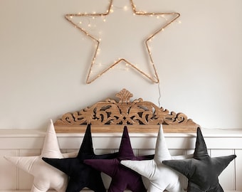 Velvet Star Shaped Cushion, Luxury Designer Homeware, Handmade Pillow, Lounge and Bedroom Decor, Gift Pillow