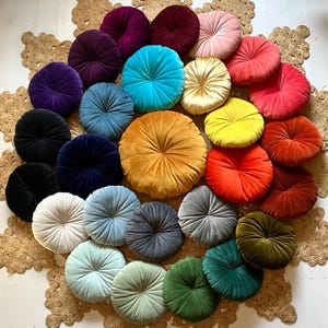 Luxury Velvet Cushion, Handmade Round Cushion, Boho, Lounge and Bedroom Decor, Eclectic, Accent Pillow, Unique, Gift