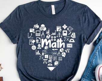 Funny Math Shirt, Math Heart Shirt, Math icon Tee, Math Teacher Shirt, Teacher Gift, Math Teacher Apparel, Teacher Gift idea