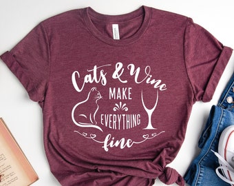 cat wine shirt
