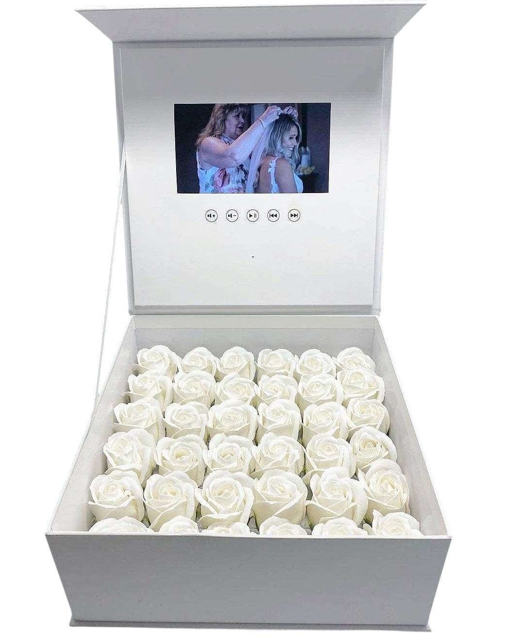 Gift Box With Video, Message and Photo Including Artificial Roses ...