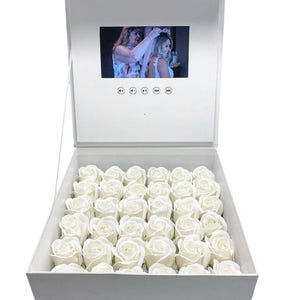 Geschenkdoos met video, bericht en foto, inclusief kunstrozen - Vaderdag, verjaardag, huwelijksverjaardag, speciaal cadeau voor vader,