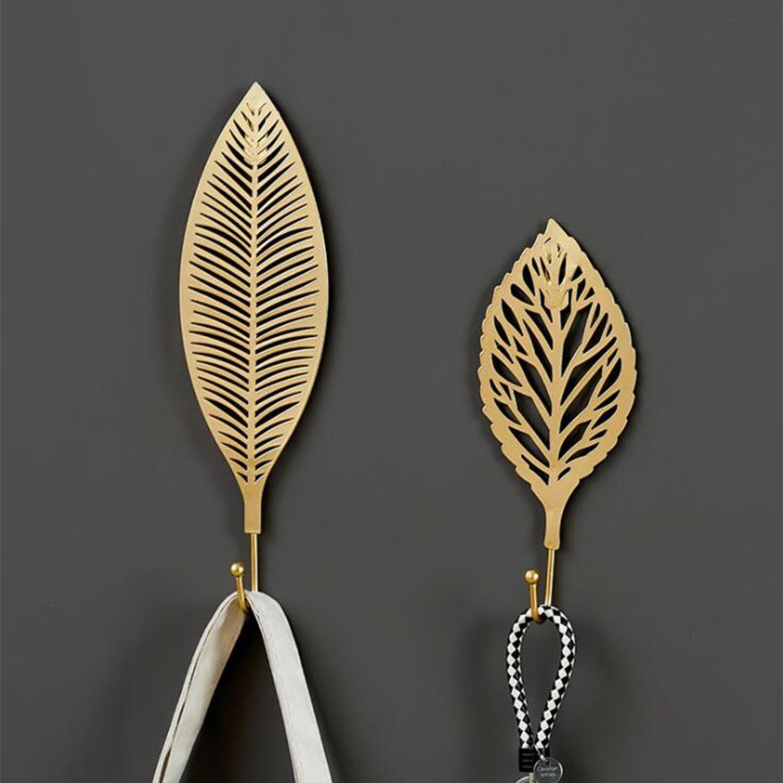 Gold hooks Leaf hooks Metal wall hook Gold wall decor Etsy