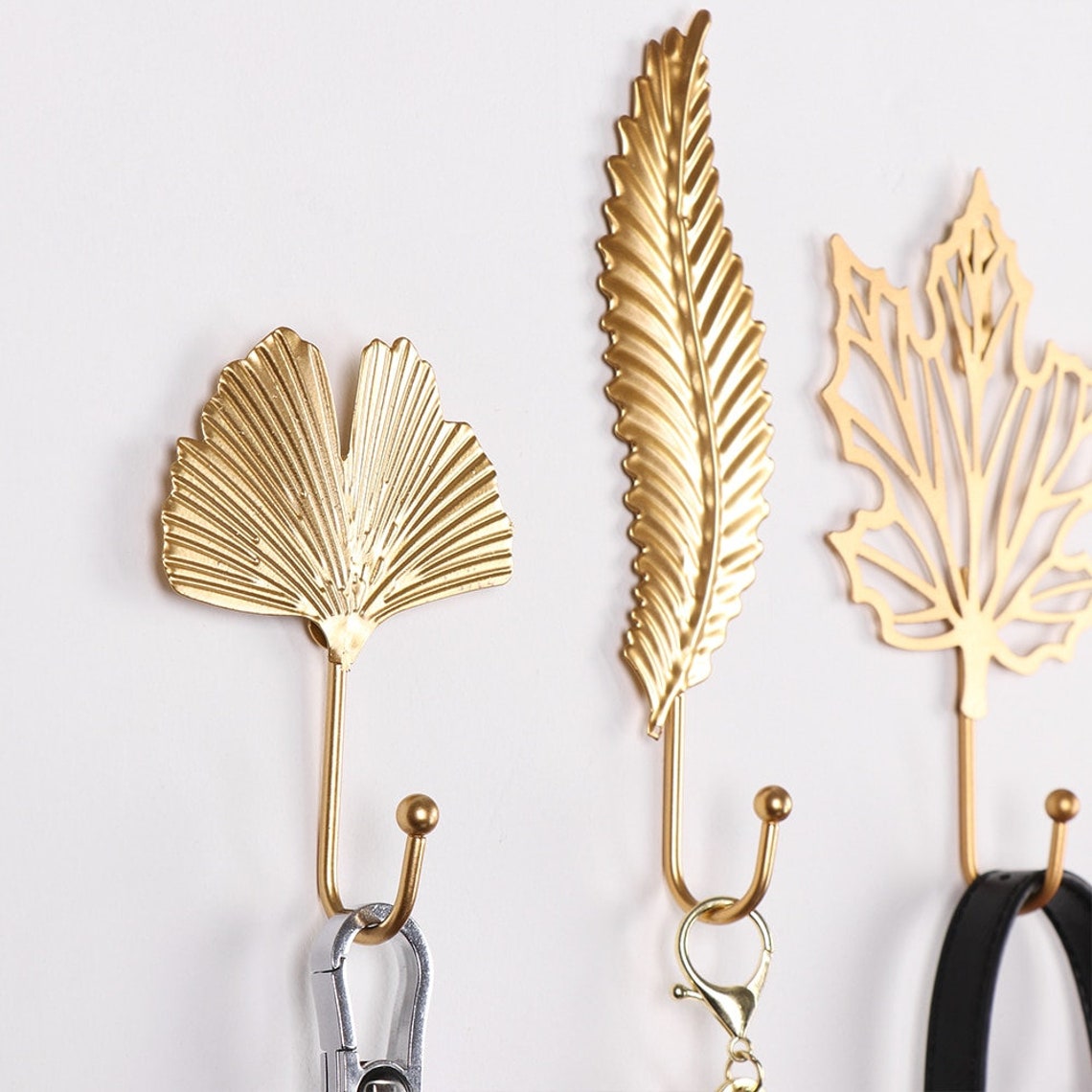 Gold hooks Leaf hooks Metal wall hook Gold wall decor Etsy
