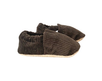 Velvet Baby Moccasins, 100% Cotton Velvet Baby Slippers – Morgedan Brown Coco Corduroy