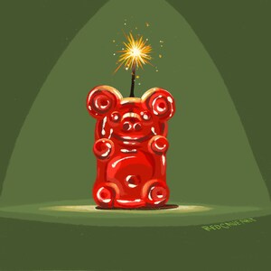 Squishy Red Gummy Bear Poster for Sale by TheGoldenRabbit