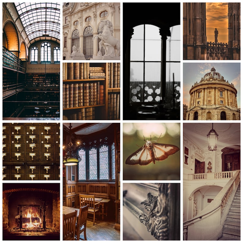 Dark Academia Aesthetic Wall Collage Kit With Vintage Gothic Library ...