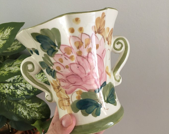 Vintage Hand Painted Floral Vase Made in Portugal for FTD Etsy