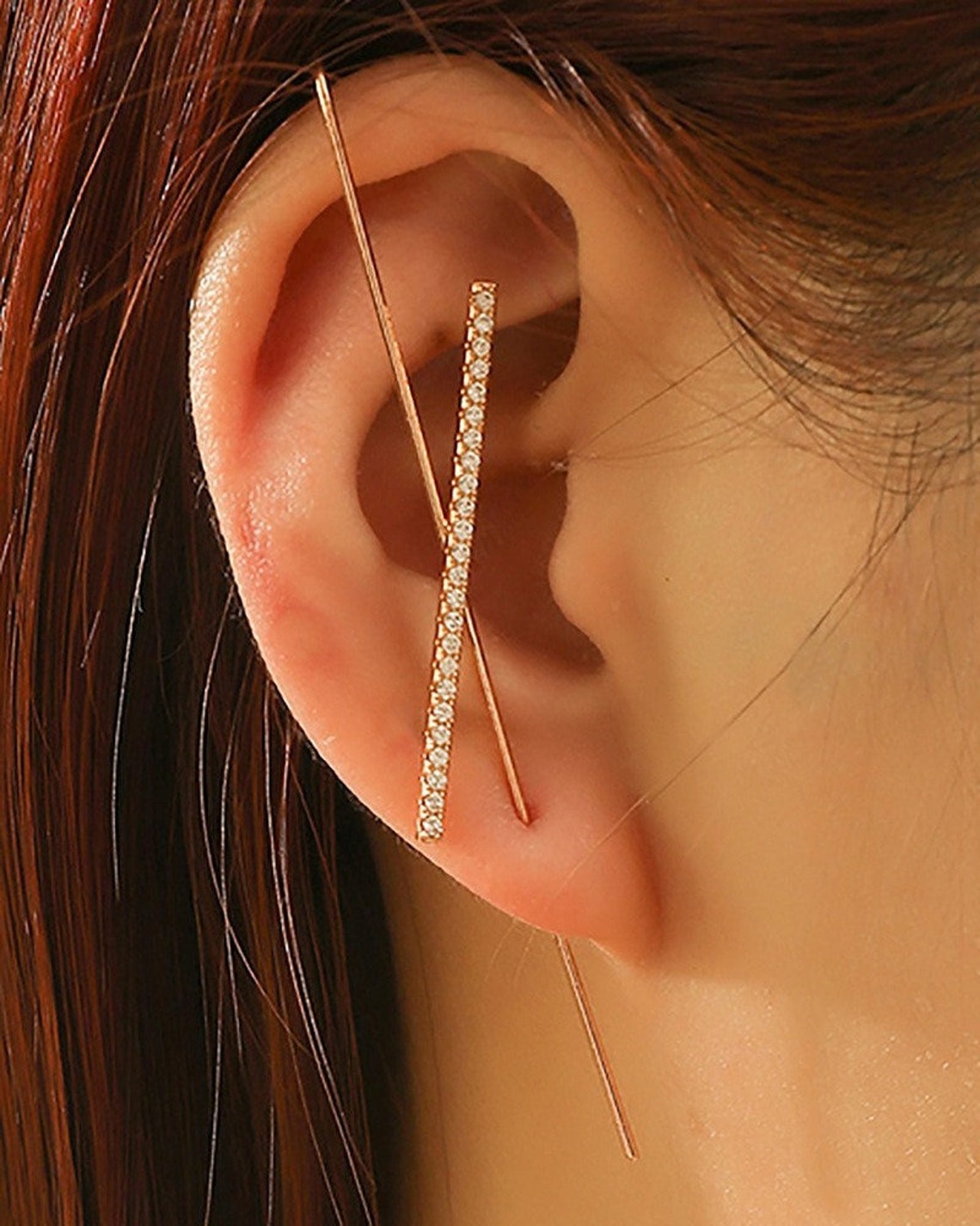 Ear Wrap Crawler Hook Earrings Geometric Stud Earrings Etsy