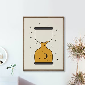 Cartel de reloj de arena de los años 70 / Arte de pared de reloj de arena / Arte de estilo retro / Cartel impreso de reloj de arena