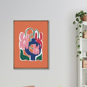 Póster de flores en jarrón I / Arte floral de la pared / Arte de estilo colorido / Póster impreso de la naturaleza