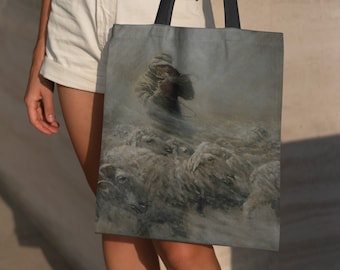 N. C. Wyeth "Sheep Herder" 1908 Design Tote Bag | Shopping Bag | Eco-Friendly | Reusable | Made in EU