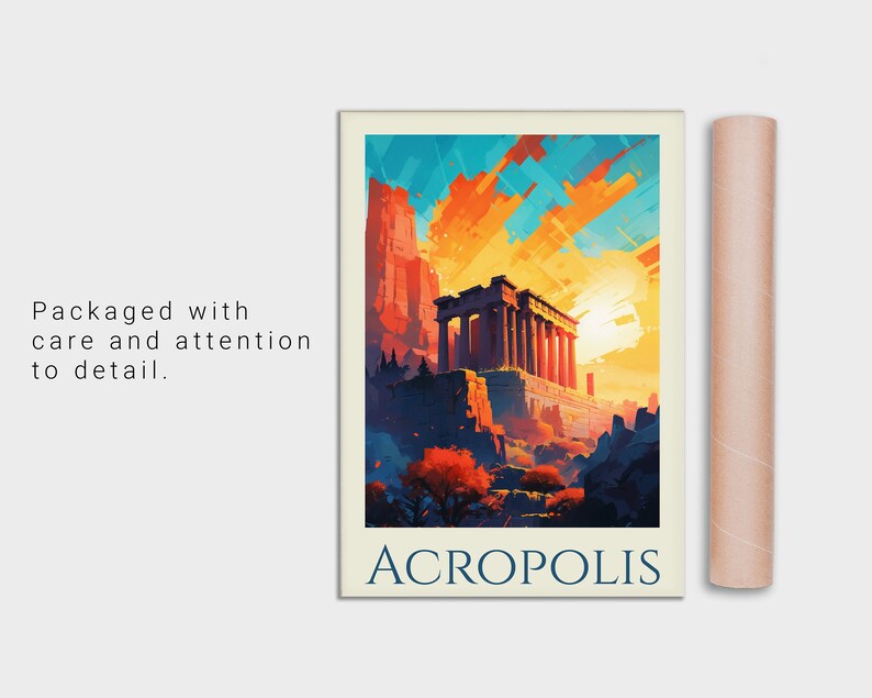 Painted Acropolis, Greece Poster | Wall Art | Trendy Wall Art | Trendy ...